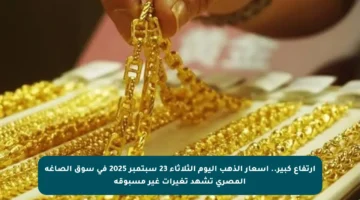 ارتفاع كبير.. أسعار الذهب اليوم الثلاثاء 23 سبتمبر 2025 في سوق الصاغة المصري تشهد تغيرات غير مسبوقة